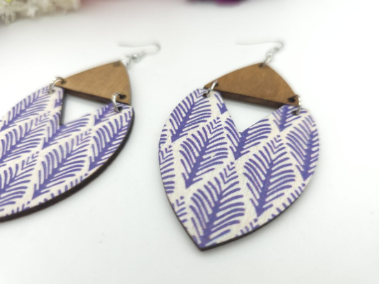 Preview: Große Holz Ohrringe Wood Muster